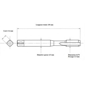 Taraud métrique 4x70 lg150