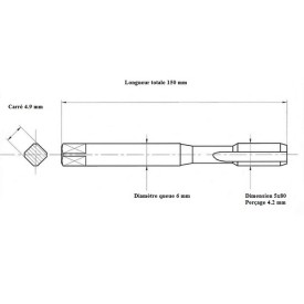 Taraud métrique 5x80 lg150