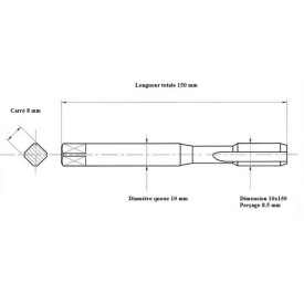 Taraud métrique 10x150 lg150