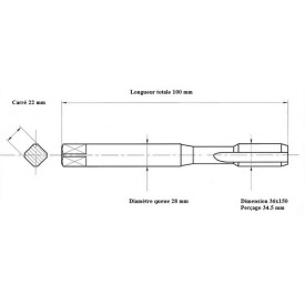 Jeu 2 tarauds métrique fin 36x150