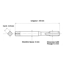 Taraud machine métrique gros 5x90