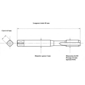 Taraud INOX métrique 6x100