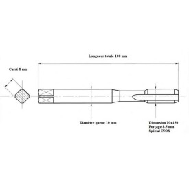 Taraud INOX métrique 10x150