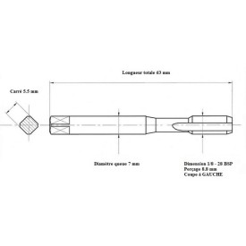 Jeu tarauds GAZ 1/8" 28BSP GAUCHE