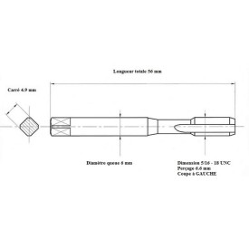 Taraud machine 5/16" - 18 UNC GAUCHE