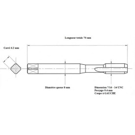 Taraud machine 7/16" - 14 UNC GAUCHE