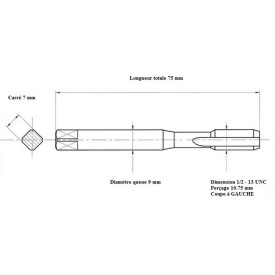 Taraud machine 1/2" - 13 UNC GAUCHE