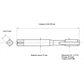 Taraud machine 5/8" - 11 UNC GAUCHE