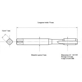Taraud machine 1/2" - 20 UNF GAUCHE