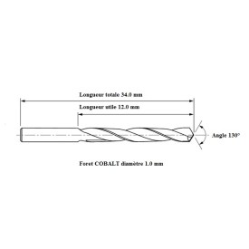 Foret COBALT 5% diamètre 1.0 mm
