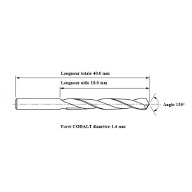 Foret COBALT 5% diamètre 1.4 mm