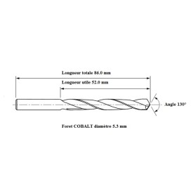 Foret COBALT 5% diamètre 5.3 mm