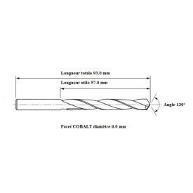 Foret COBALT 5% diamètre 6.0 mm