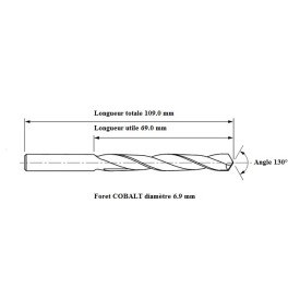 Foret COBALT 5% diamètre 6.9 mm
