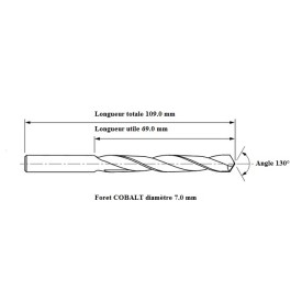 Foret COBALT 5% diamètre 7.0 mm