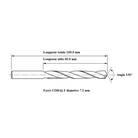Foret COBALT 5% diamètre 7.2 mm