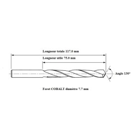 Foret COBALT 5% diamètre 7.7 mm