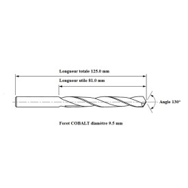 Foret COBALT 5% diamètre 9.5 mm