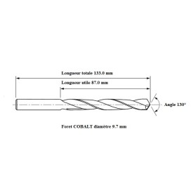 Foret COBALT 5% diamètre 9.7 mm