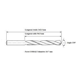 Foret COBALT 5% diam 10.7 mm