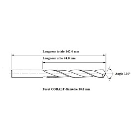 Foret COBALT 5% diam 10.8 mm