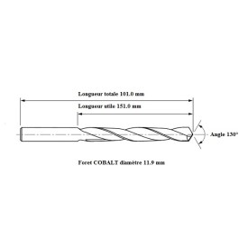 Foret COBALT 5% diam 11.9 mm