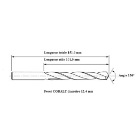 Foret COBALT 5% diamètre 12.4 mm