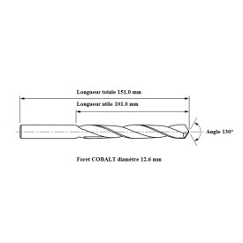 Foret COBALT 5% diam 12.6 mm