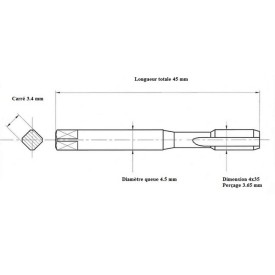 Taraud machine métrique fin 4x35