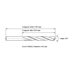 Foret COBALT 5% diamètre 16.0 mm