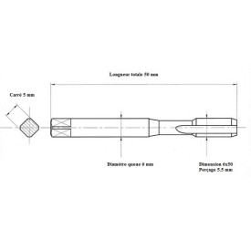 Jeu 2 tarauds métrique fin 6x50