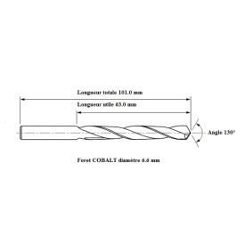 Foret COBALT 5% diamètre 6.6 mm
