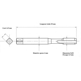 Taraud machine métrique fin 5x50
