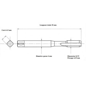 Taraud machine métrique fin 5x75
