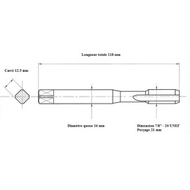 Taraud machine 7/8" - 20 UNEF