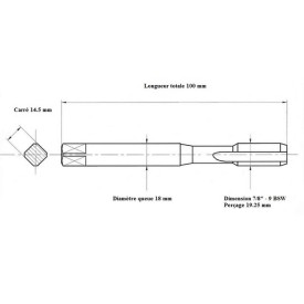 Taraud machine 7/8 " - 9 BSW