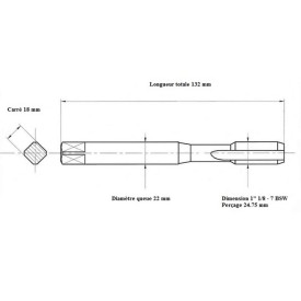 Taraud machine 1" 1/8 - 7 BSW