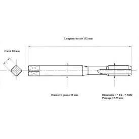 Taraud machine 1" 1/4 - 7 BSW