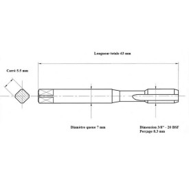 Taraud machine 3/8" - 20 BSF