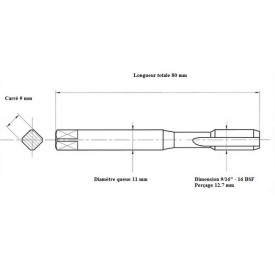 Taraud machine 9/16" - 16 BSF