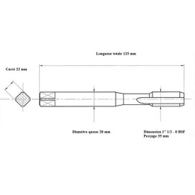 Taraud machine 1"1/2 - 8 BSF
