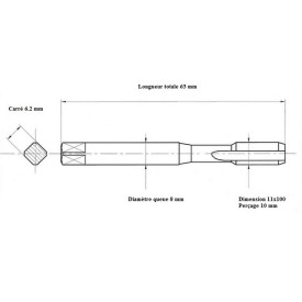 Taraud machine métrique fin 11x100