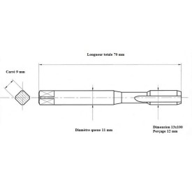 Taraud machine métrique fin 13x100