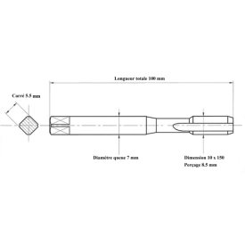 Taraud trou borgne métrique 10x150