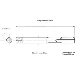 Taraud machine métrique fin 13x150