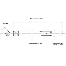 Taraud machine métrique fin 14x125