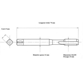 Taraud machine métrique fin 16x100