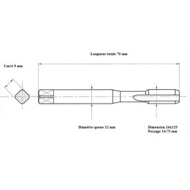 Taraud machine métrique fin 16x125