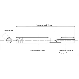 Taraud trou borgne N°10 - 24 UNC
