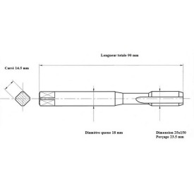 Taraud machine métrique fin 25x150